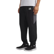Under Armour Schwarze Herren-Jogginghose mit grauem Seiteneinsatz und weißem Logo am Bund für sportliche Aktivitäten