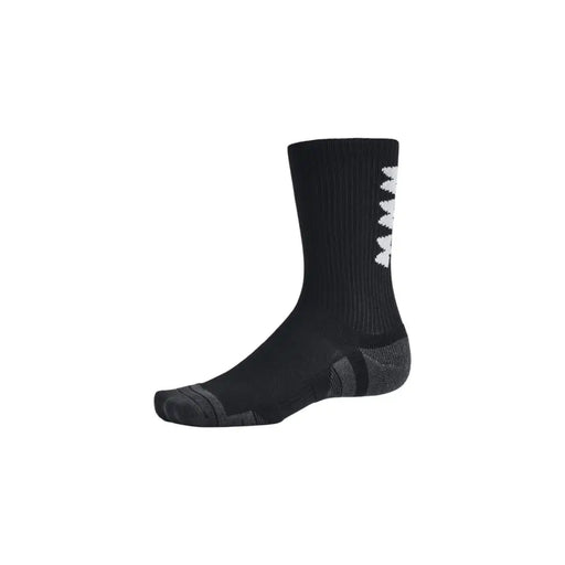 Under armour Schwarze Herren-Sportsocke mit weißem geometrischem Muster und verstärktem grauem Fersen- und Zehenbereich