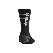 Under Armour Schwarze Herren-Sportsocke mit weißem Logo und grauer, verstärkter Ferse für erhöhte Strapazierfähigkeit
