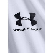 Under armour Klassisches weißes Herren-Langarmhemd aus Baumwolle mit markantem schwarzem Logo und Markennamen auf der Vorderseite