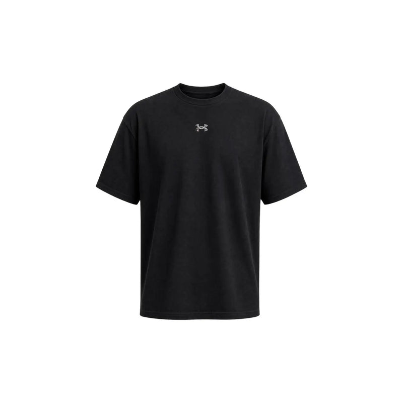 Under Armour Schwarzes Herren-T-Shirt aus Baumwolle, klassische Passform, mit kleinem weißen Logo auf der Brust