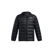 Under Armour Schwarze Steppjacke für Herren mit Kapuze und horizontalen Ziernähten, Vorderansicht