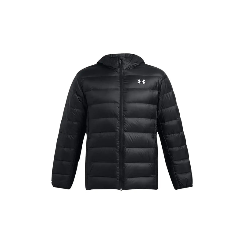 Under Armour Schwarze Steppjacke für Herren mit Kapuze und horizontalen Ziernähten, Vorderansicht