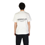 Underclub men white cotton short sleeve round neck t shirt with black underclue text and brooklyn ny script