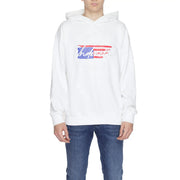Underclub men’s white 100% cotton hoodie featuring a patriotic american flag design with red white and blue stripes