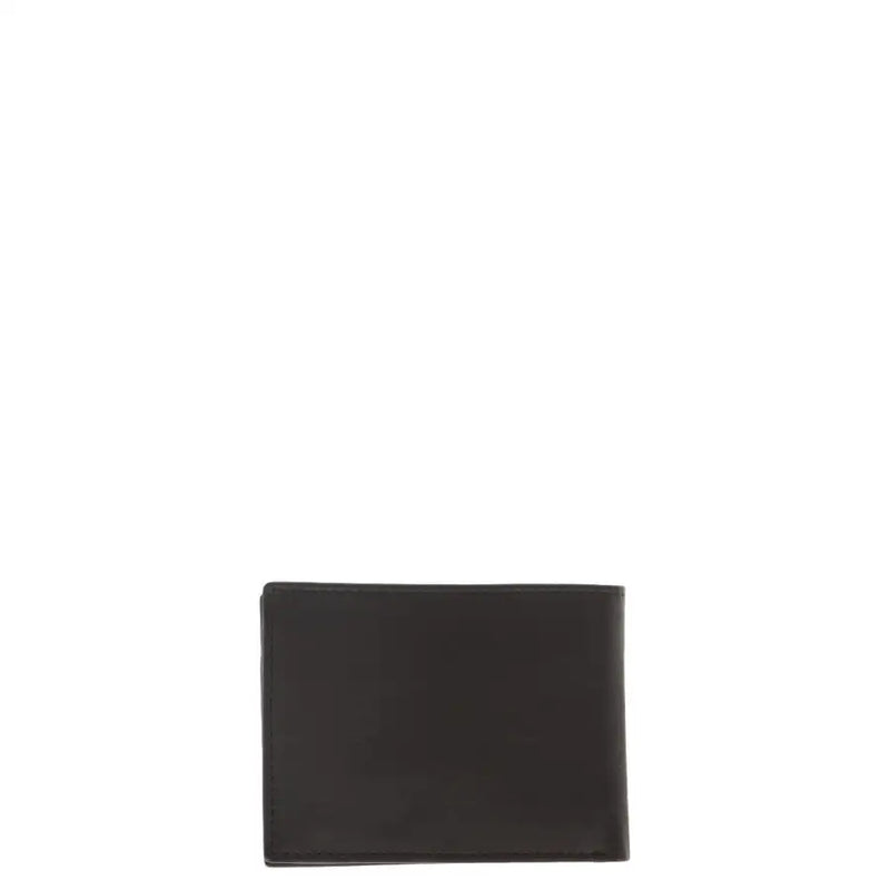 Dark brown leather bi-fold wallet with interior pockets for men