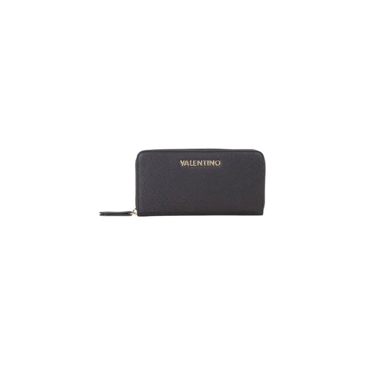 Black textured leather Valentino zip-around wallet with gold-tone branding