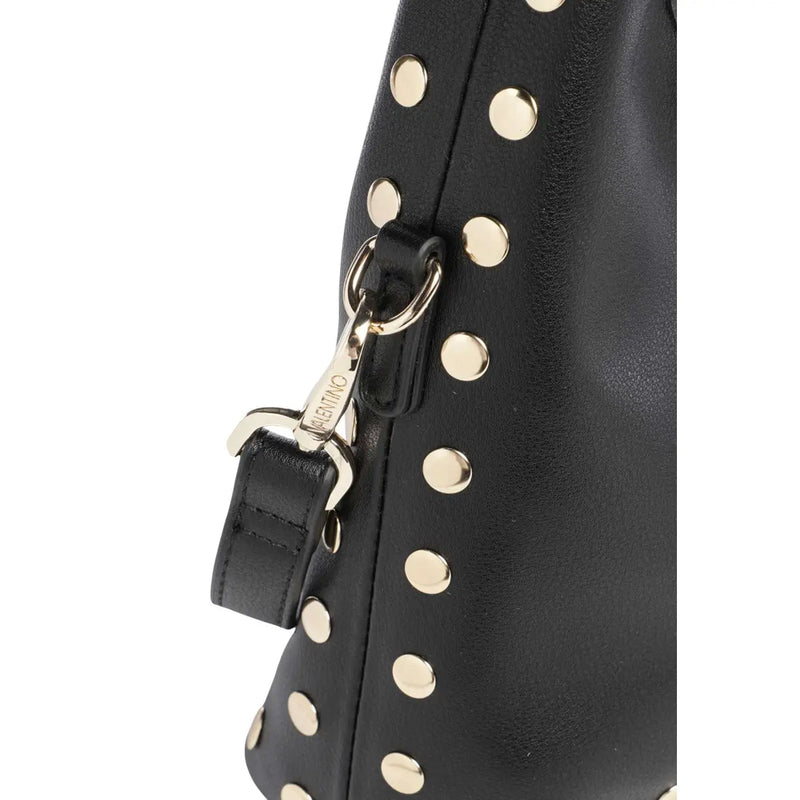 Schwarze Valentino-Handtasche aus Leder für Damen mit goldfarbenen Nieten und silberfarbenem Metallverschluss, aus Synthetik, B 16 x H 30 cm
