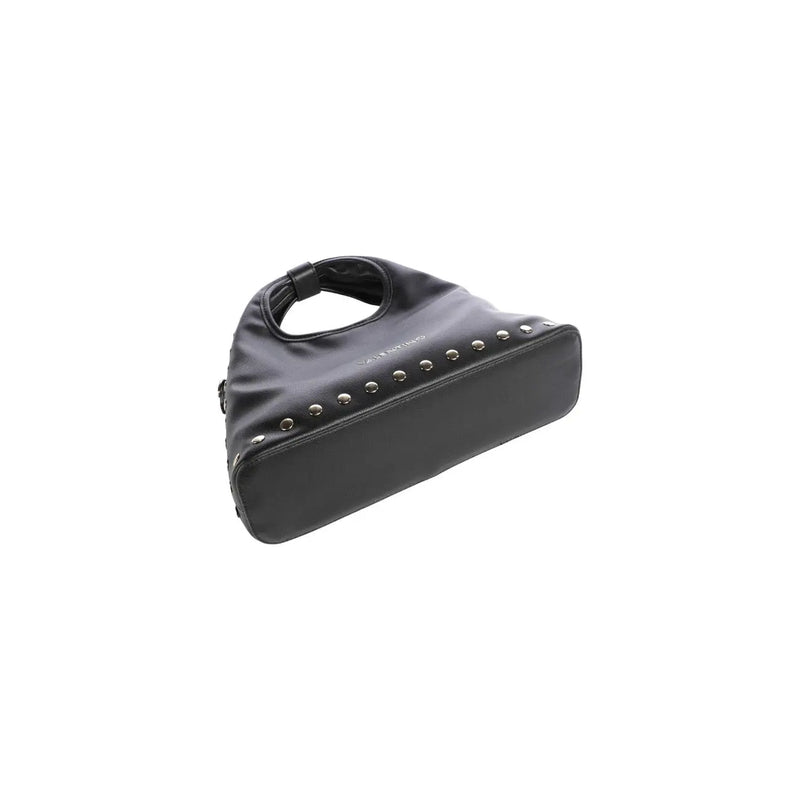 Valentino Damenhandtasche aus schwarzem Kunstleder mit silberfarbenen Nieten und top Griff B16 x H30 cm