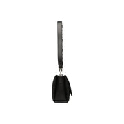Black leather Valentino crossbody bag with minimalist design and silver hardware in polyurethane W19cm satchel style