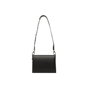 Valentino bags women black textured leather crossbody satchel shoulder bag with slender strap and silver-toned accents