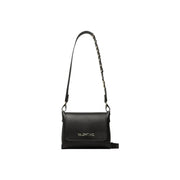 Black textured leather Valentino crossbody bag with chain-studded strap satchel shoulder bag polyurethane W19cm