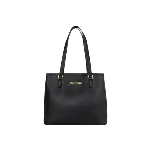Schwarze Valentino-Tragetasche mit strukturierter Kunstlederoberfläche und goldfarbenen Beschlägen, zur Verwendung als Schultertasche für Damen