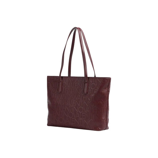 Eine bordeauxrote Tragetasche aus Kunstleder mit geprägtem Valentino-Logo-Muster, 35 x 28 cm, für Damen von Valentino