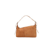 Hellbraune Wildleder-Schultertasche von Valentino für Damen mit schmalem Henkel und Zierbändern in der Größe 26 cm
