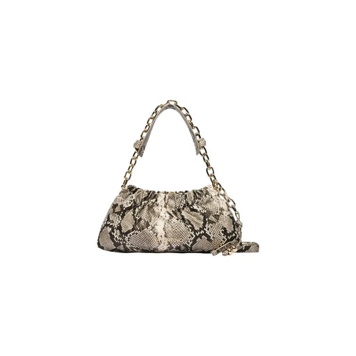 Valentino Damenhandtasche, grau, aus Synthetik, mit Schlangenmuster, goldfarbenem Kettenriemen und Beschlägen, 31 x 14 cm (B x H)