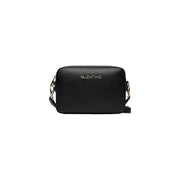 Black textured leather valentino crossbody bag with gold-tone hardware and polyurethane detailing w23cm for women