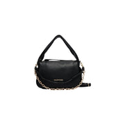 Schwarze Valentino-Handtasche aus genarbtem Kunstleder mit goldfarbenem Kettenriemen (30 cm breit) für Damen