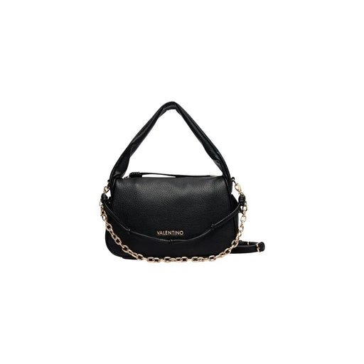 Schwarze Valentino-Handtasche aus genarbtem Kunstleder mit goldfarbenem Kettenriemen (30 cm breit) für Damen
