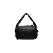 Valentino Damen-Umhängetasche aus schwarzem genarbtem Leder mit goldfarbenen Beschlägen und top Griff B 30 cm