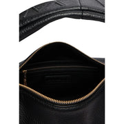 Schwarze Valentino Damen-Umhängetasche aus strukturiertem Kunstleder mit goldfarbenem Reißverschluss und Innenfutter, 30 cm breit