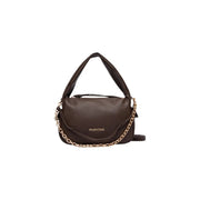 Braune Lederhandtasche von Valentino mit goldfarbenem Kettenriemen und top Griff aus Kunstleder, B 30 cm