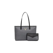 Valentino beigefarbene Polyurethan-Tragetasche mit goldenem V-Logo und top Griffe