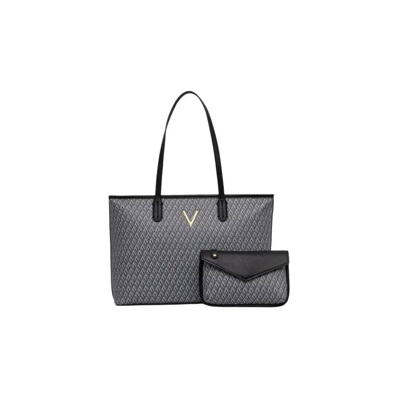 Valentino beigefarbene Polyurethan-Tragetasche mit goldenem V-Logo und top Griffe