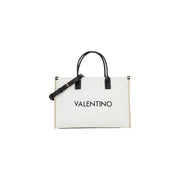Weiße Valentino-Tragetasche mit schwarzen Ledergriffen und verstellbarem Riemen