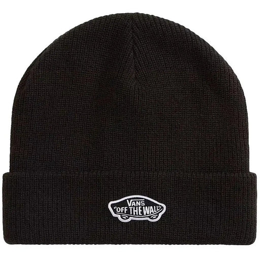Schwarze Vans-Mütze für Herren mit weißem, gesticktem Logo am umgeschlagenen Rand, Vorderansicht