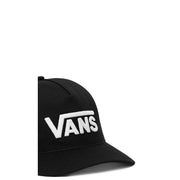 Schwarze Vans Herren-Baseballkappe aus Baumwolle mit weißem, gesticktem Logo, geeignet als Accessoire für Frühling und Sommer.