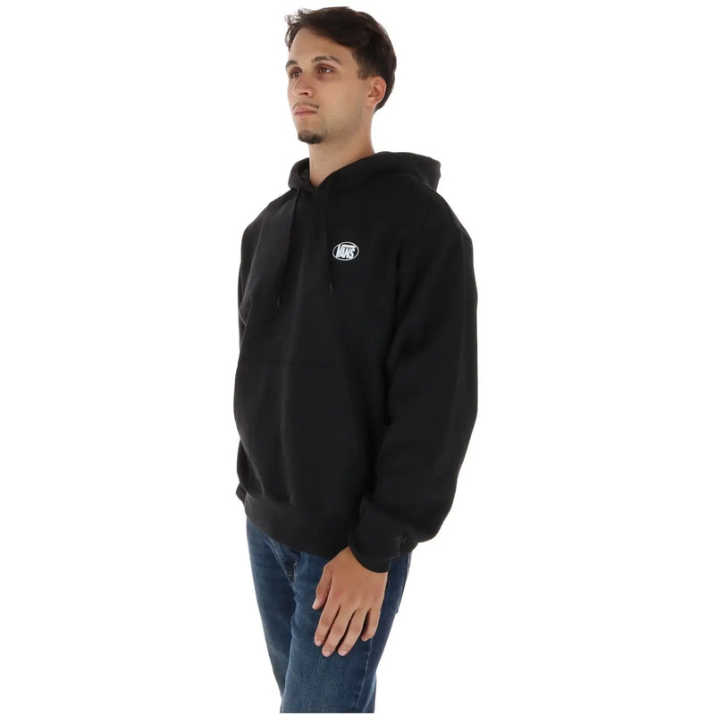 Schwarzer Vans Herren-Hoodie aus Baumwolle mit weißem ovalem Logo auf der Brust im klassischen Pullover-Stil