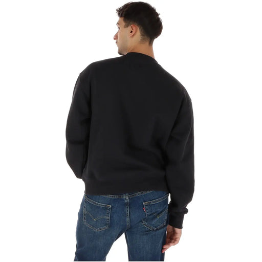 Schwarzes Vans Herren-Sweatshirt aus Baumwolle mit Rundhalsausschnitt, gerippten Bündchen und Saum, geeignet für Herbst und Winter