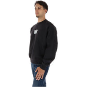 Schwarzes Vans Herren-Baumwoll-Sweatshirt mit weißem Logo auf der linken Brust für Herbst und Winter