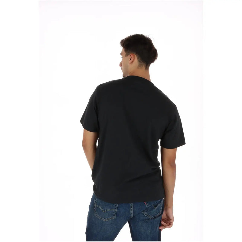 Schwarzes Vans Herren-T-Shirt aus Baumwolle mit kurzen Ärmeln und Rundhalsausschnitt, Vorderansicht mit Rundhalsausschnitt