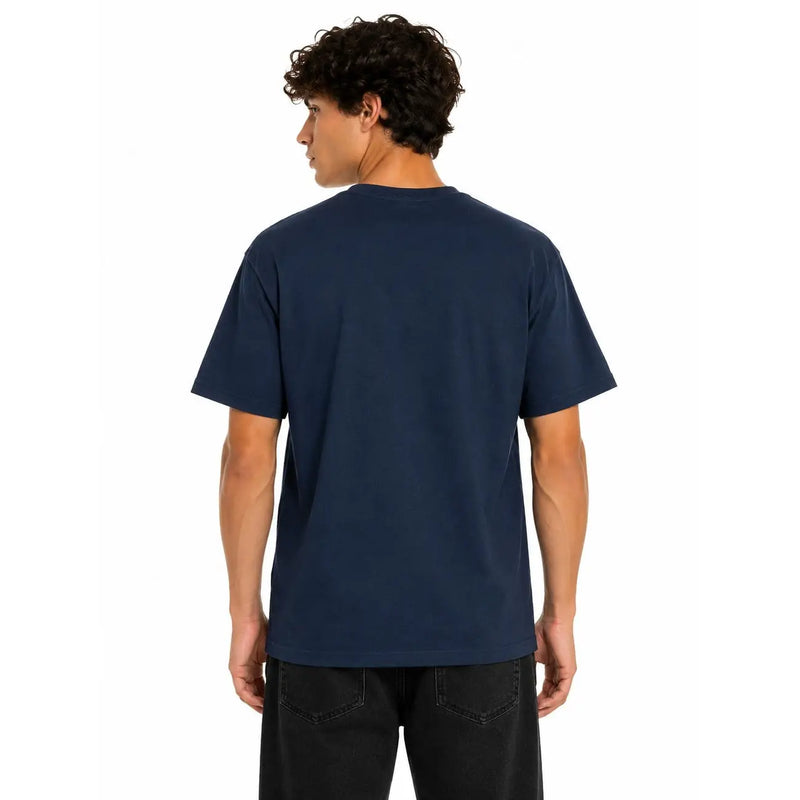 Marineblaues Vans Herren-T-Shirt aus Baumwolle mit kurzen Ärmeln und Rundhalsausschnitt, perfekt für die Freizeit.