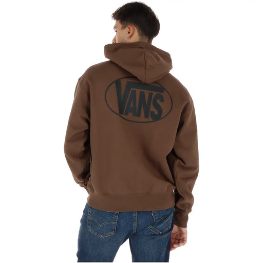 Brauner Vans Herren-Hoodie aus Baumwolle, Rückseite mit schwarzem ovalem Logo.