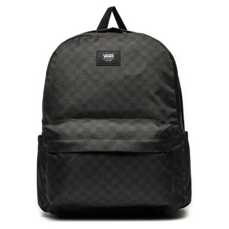 Schwarzer Vans Herren-Rucksack mit dezentem Karomuster aus strapazierfähigem Polyester, Maße: 32 x 42 x 12 cm
