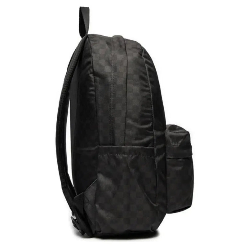 Schwarzer Vans Old Skool Rucksack mit dezentem Karomuster aus strapazierfähigem Polyester, 32 x 42 x 12 cm