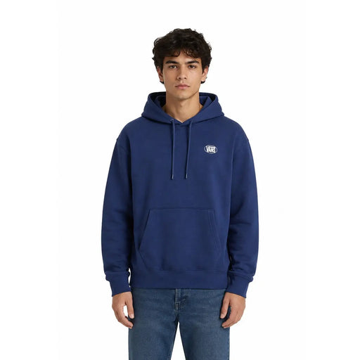Marineblauer Vans Herren-Hoodie aus Baumwolle mit weißem Brustlogo und passenden Kordelzügen für die Freizeit.
