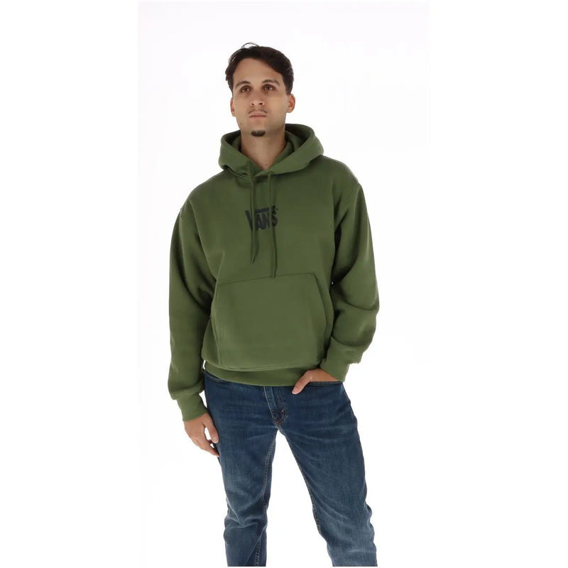Olivgrüner Vans Herren-Baumwollhoodie mit langen Ärmeln und schwarzem Brustlogo für lässige Kleidung