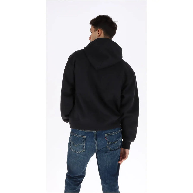 Schwarzer Vans Herren-Hoodie aus Baumwolle mit weicher, lässiger Passform und gerippten Bündchen in Schwarz.