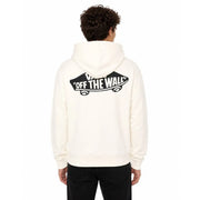Cremefarbener Vans Herren-Baumwollhoodie, weißes Sweatshirt mit freiliegender Rückseite, schwarzem Skateboard-Motiv und ausgefallenem Design