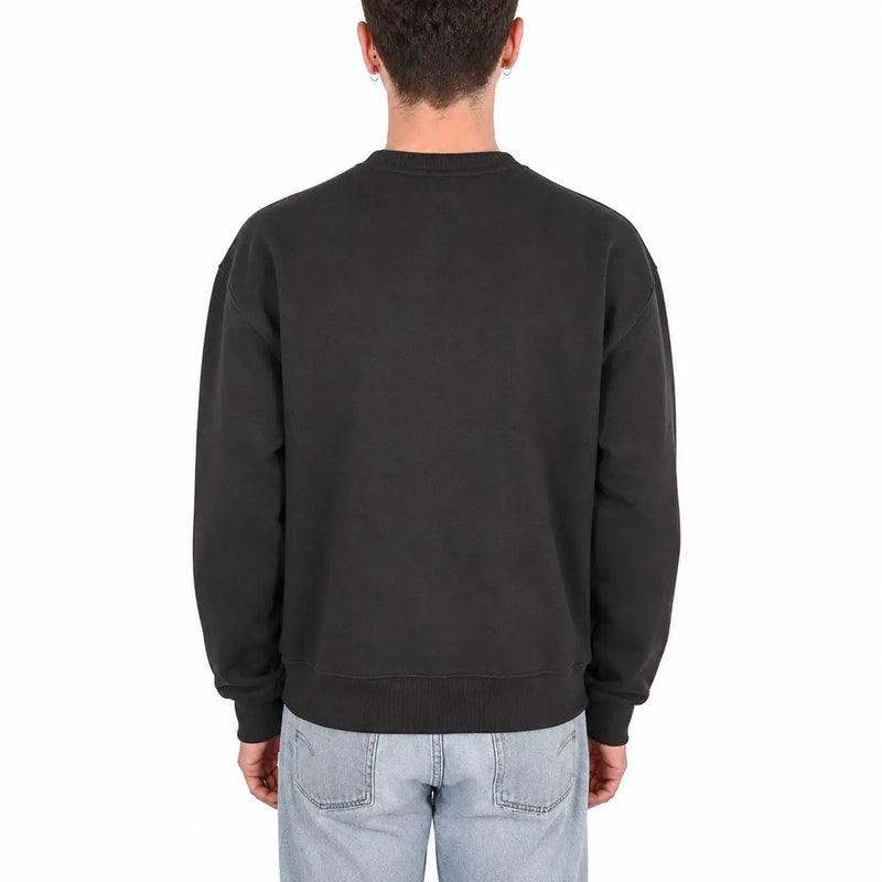 Schwarzes Vans Herren-Sweatshirt aus Baumwolle mit Rundhalsausschnitt, langen Ärmeln und gerippten Bündchen für die Freizeit.