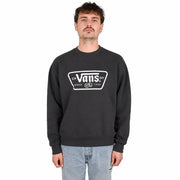 Schwarzes Vans Herren-Baumwoll-Sweatshirt mit Rundhalsausschnitt, schwarzem und weißem „CA Vans NY since 1966“-Logo und Würfelgrafiken
