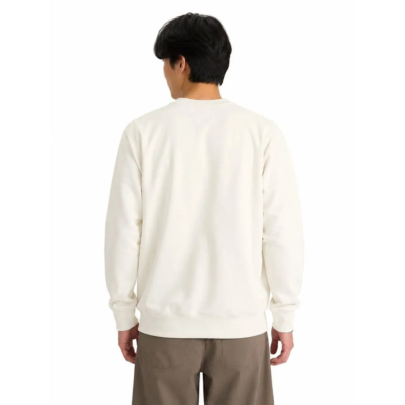 Cremefarbenes Vans Herren-Sweatshirt aus Baumwolle mit Rundhalsausschnitt, weichem Material und minimalistischem Langarmdesign