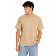 Beigefarbenes Vans Herren-T-Shirt aus Baumwolle mit Rundhalsausschnitt und kleinem weißen Logo auf der linken Brust