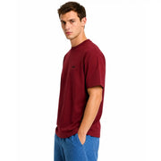 Vans Herren-Baumwoll-T-Shirt, bordeauxrot, Rundhalsausschnitt, mit kleinem schwarzen Logo auf der linken Brust