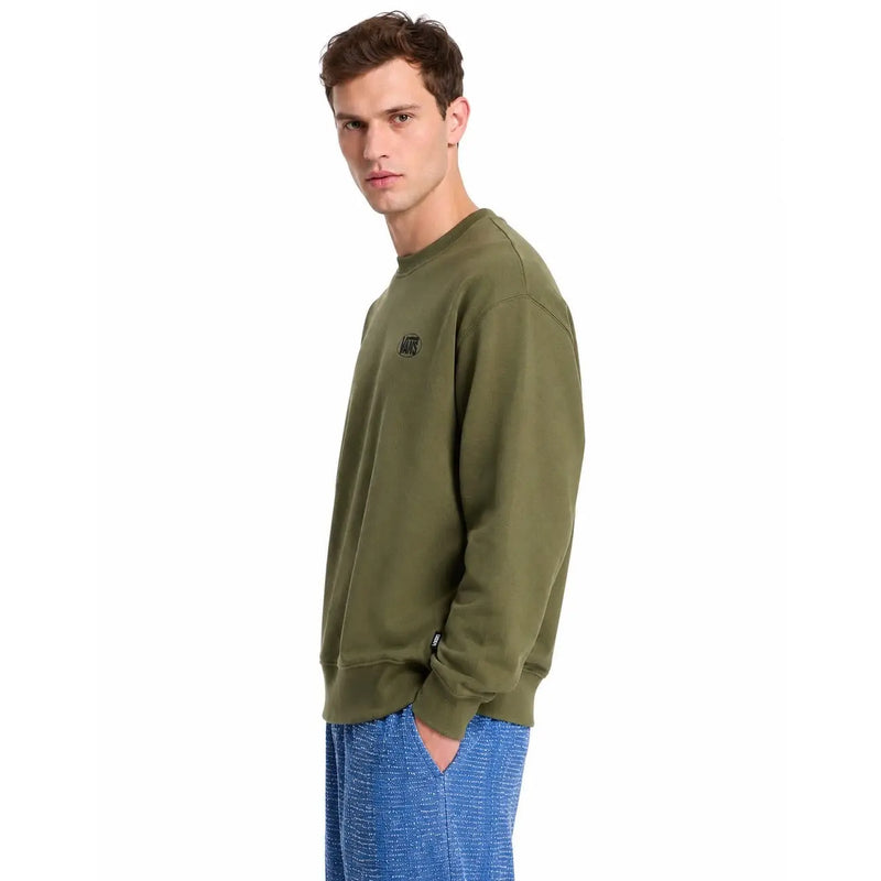 Grünes Vans Herren-Sweatshirt aus Baumwolle mit Rundhalsausschnitt und kleinem schwarzen Logo auf der linken Brust für lässige Anlässe