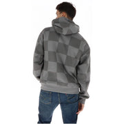 Grauer Vans Herren-Hoodie aus Baumwollmischgewebe mit Karomuster, weicher Oversized-Passform und gerippten Bündchen